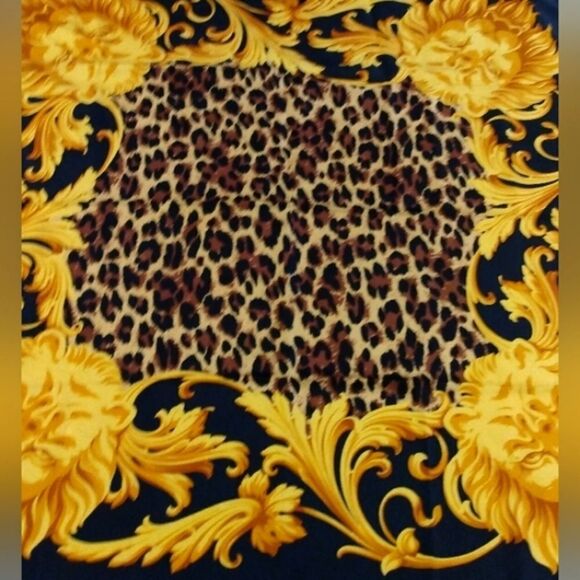 Escada Animal Print Cheetah Lion Vintage Silk Scarf Foulard - Picture 12 of 16